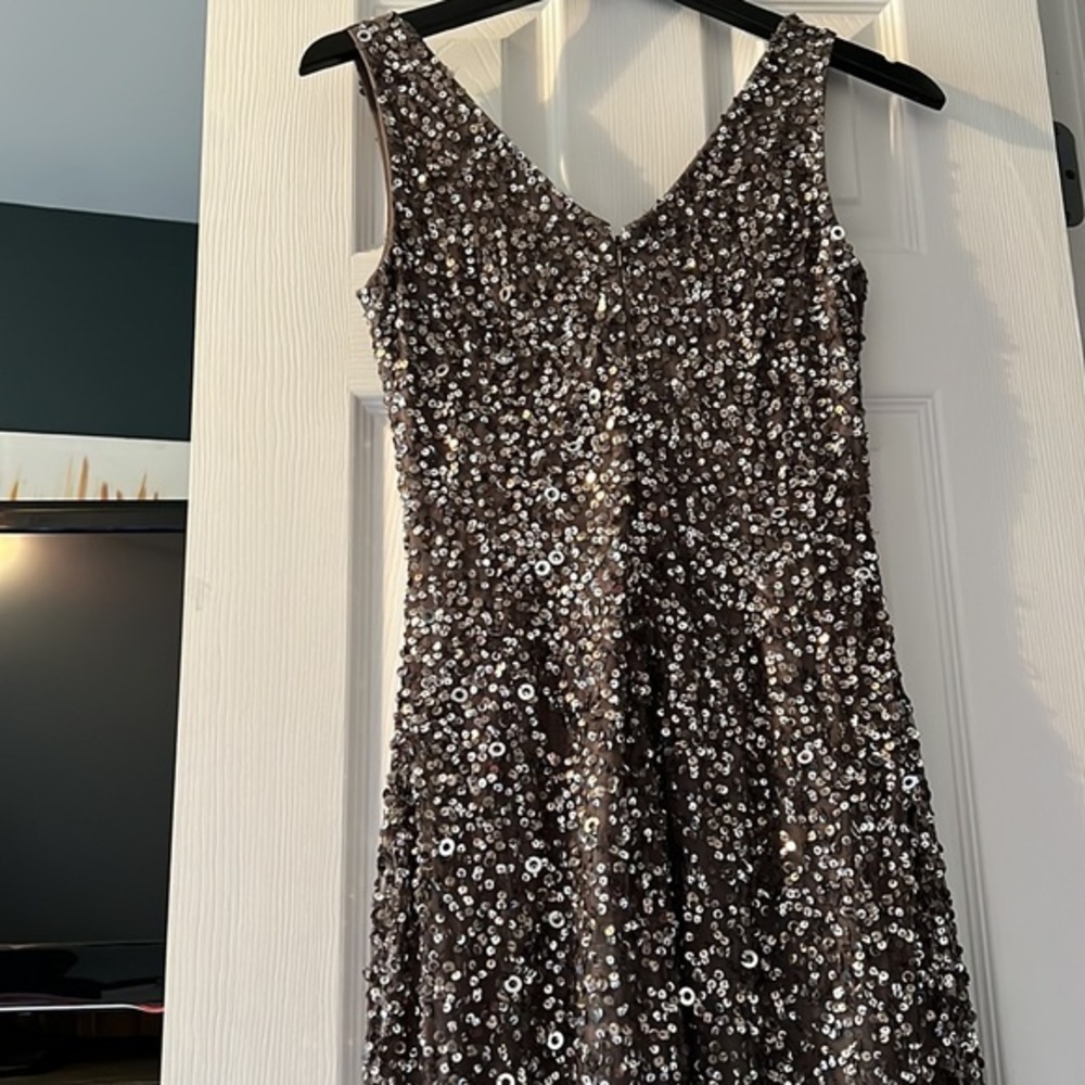 Adrianna Papell FORMAL Silver Sequin Dress - Size 2
